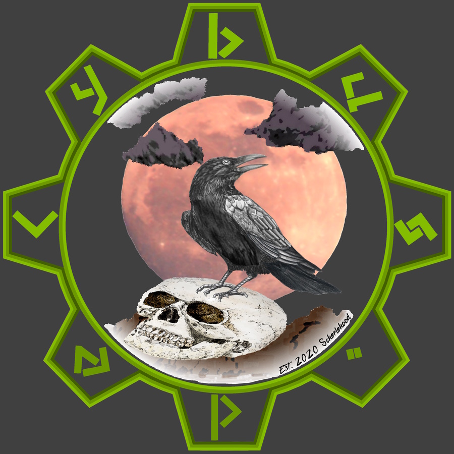 Logo Rabe auf Totenschädel